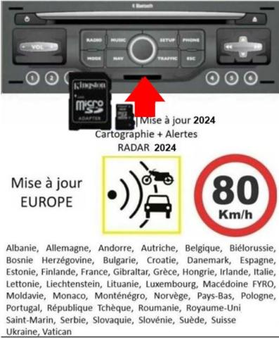 Carte SD Cartographie Europe GPS ZAR Radars 2024 RNEG WIPNAV MYWAY